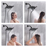 BRIGHT SHOWERS High Pressure Shower Head with Handheld, Oil Rubbed Bronze Dual Showerhead Combo with Rainfall Spray, Detachable Hand Held Shower, 60" Stainless Steel Hose