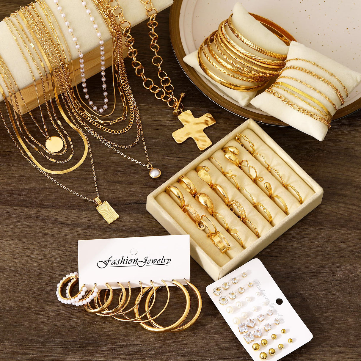 FANDY 137 Pieces Gold Jewelry Set for Women
