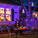 JMEXSUSS 500 LED Purple Halloween Lights, 173ft 8 Modes Halloween String Lights Outdoor Waterproof, Green Wire Purple LED Christmas Tree Light for Indoor Party House Christmas Decorations