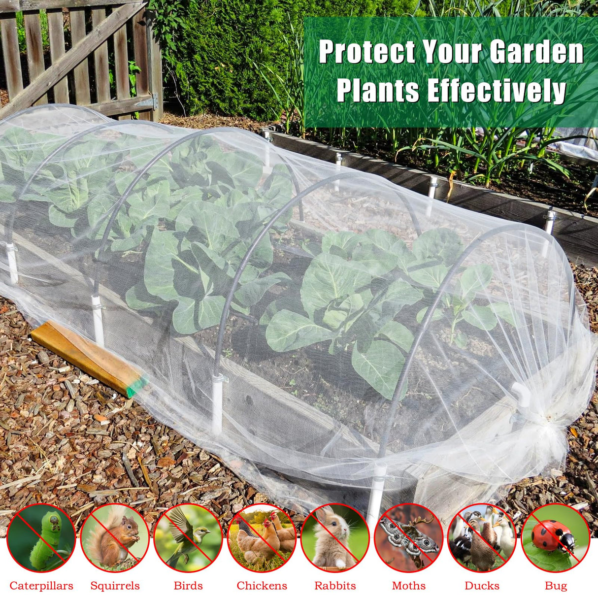 10 X 50 FT Breathable Garden Mesh Netting Pest Barrier for Raised Beds