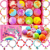 Unicorn Bath Bombs for Kids Girls 3 4 5 6 7 8 Years Old Birthday Gift for Girls Bath Bombs with Toys Surprise Jewelry Inside for Kids Toddler Girl Birthday Christmas Gifts Easter Basket Stuffers