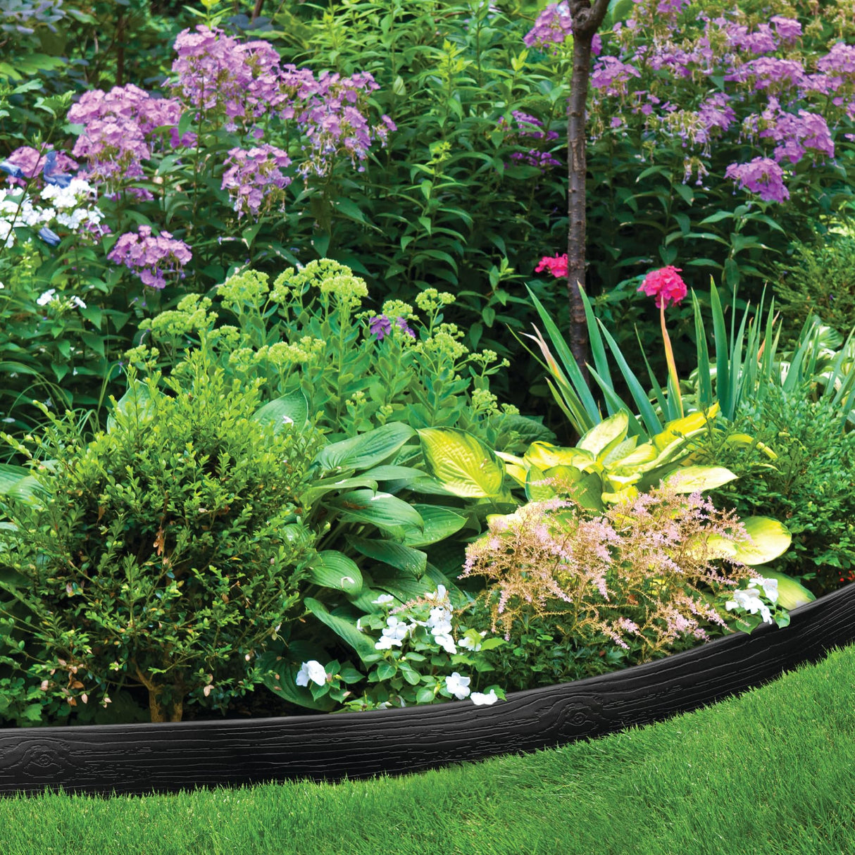Master Mark Landscape Edging Coil, 40 ft x 4 inch Tall Garden Edging Border for Lawn and Pathways, Terrace Board, Black, 10 Stakes