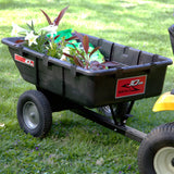 Brinly 10 cu.ft. 650lb Heavy Duty Tow-Behind Poly Utility Cart & Dump Trailer with Magnetic Hitch Pin & Compression Molded Bed