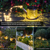 Solar Lights Outdoor Decorative, 2 Pack Metal Watering Can Lights Waterproof, Small Hanging Garden Decor Yard Outside Patio Lawn, Gifts for Mom Grandma Women Birthday(Warm White)