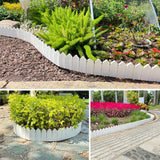 ARRYNTHEON Landscape Edging Kit 6.7 in Tall Decorative Double-Sided Wood-Look Fence Garden Border, Flower Bed Edging with 30 Anchoring Spikes, 13.9 Foot Kit (White)