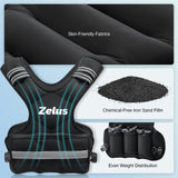 ZELUS Weighted Vest for Men and Women | 4-10lb/11-20lb/20-32lb Vest with 6 Ironsand Weights for Home Workouts | Adjustable Body Weight Vest Exercise Set for Cardio and Strength Training (11-20 lb.)