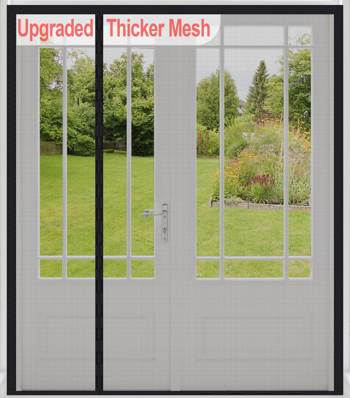 Reversible Left Right Side Opening Wide Magnetic Screen Door for Sliding & French Doors,Heavy Duty Thicker Reinforced Mesh Bug Door Screen Magnetic Closure,Screen 74" x 81",Fits Door to 72"x80"