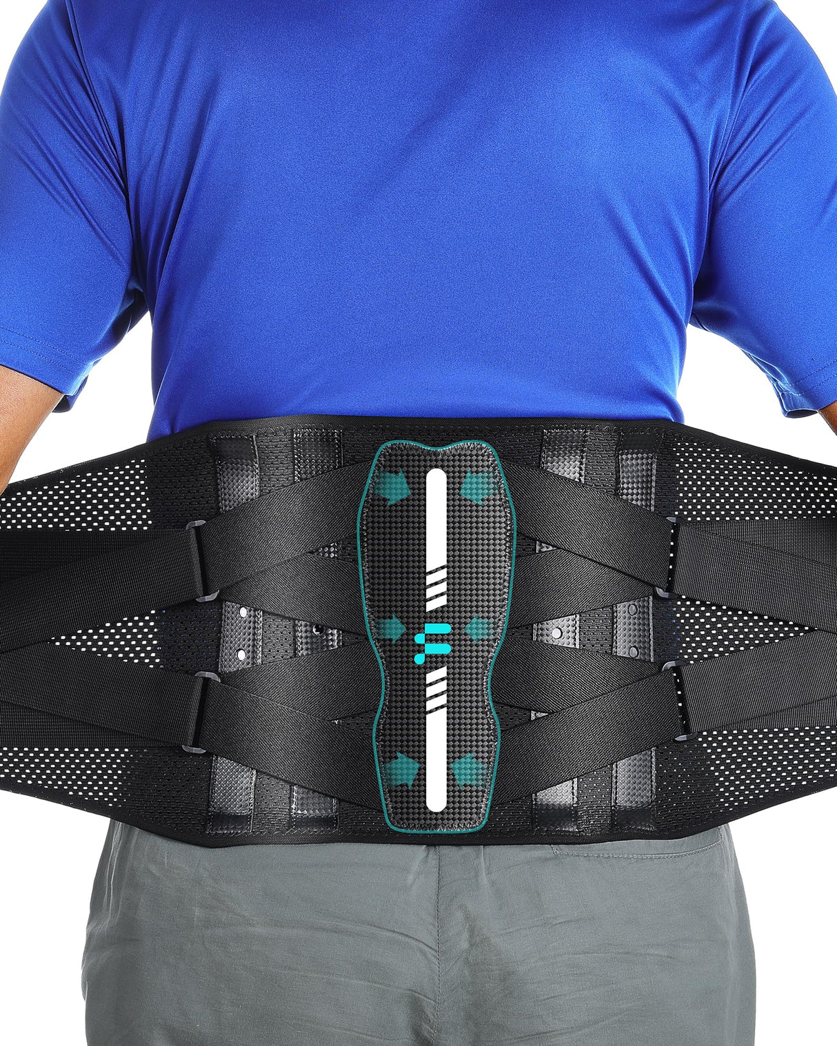 Back Brace with Lightweight Carbon Fiber Splints, Breathable Air Mesh, Ergonomic Curved Spine Support, Back Brace for Men Lower Back Pain Relief, Posture, Heavy Lifting, Sciatica, Back Support Brace