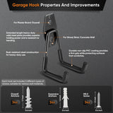 Nacial 18 Pack Garage Hooks Heavy Duty, Utility Steel Garage Storage Hook with 2 Storage Straps, Utility Garage Wall Mount Hooks for Hanging Bike, Ladder and Garden Tools, Perfect for Father Day Gifts
