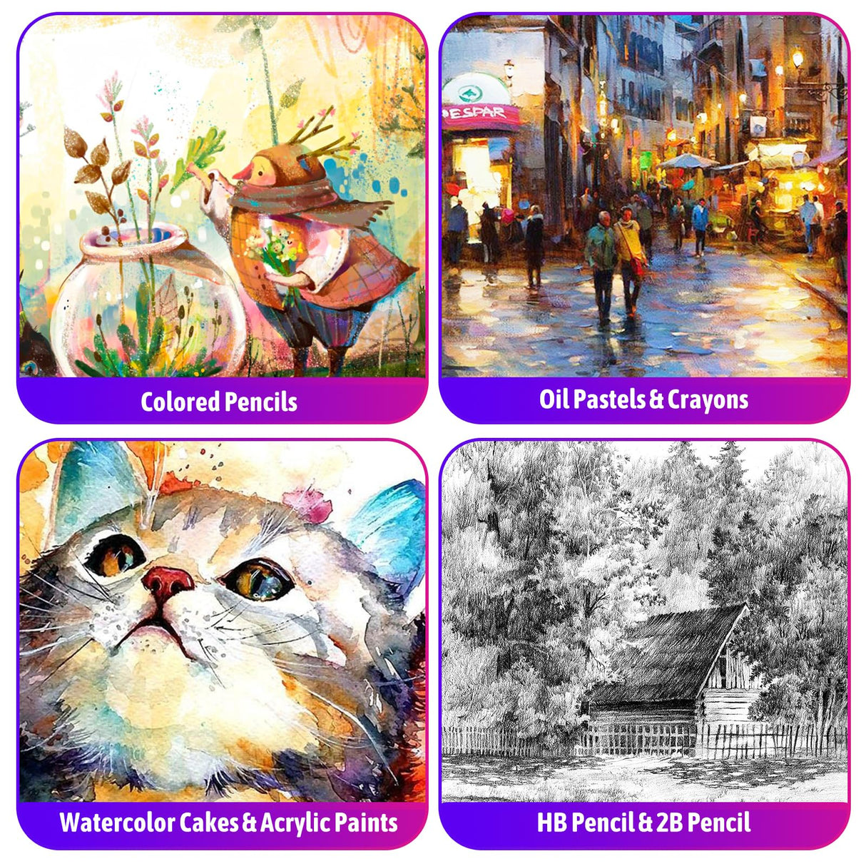 iBayam Arts and Crafts Kits for Kids Teens Girls Boys Adult, 195-Pack Deluxe Art Set Box with 3 PCS Drawing Pads, Canvases, Acrylic Painting, Drawing & Art Supplies for Pumpkin, Halloween, Christmas