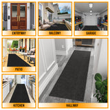 Ottomanson Hallway Runner Rug 2' x 6' Durable Non-Slip Mat with Scraper Pile for Indoor & Outdoor Use - Ideal for Kitchen, Entryway, Patio & Garage - High-Traffic Carpet, Black