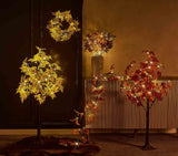 Hairui Lighted Maple Leaf Garland with Timer 6FT 24 Warm White LED, Fall Garland with Lights Battery Operated for Thanksgiving Harvest Christmas Wedding Decoration Indoor Outdoor