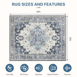 36"x48" Office Chair Mat for Hardwood Tile Floor, Under Desk Carpet Protector for Rolling Computer Chair Mat, Machine Washable Area Rug, Anti-Slip 1/5" Thick Low Pile Thin Vinyl Floor Mat, Navy