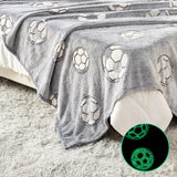 Wajade Soccer Gifts Toys for Boys Girls - Glow in The Dark Soccer Blanket Birthday Christmas Decor for Kids Age 3 4 5 6 7 8 9 10 11 12 Years Old Teens Child Toddler Throw Light Grey 60"x80"