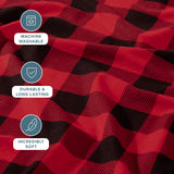 Bare Home Flannel Sheet Set Prints, 100% Cotton, Velvety Soft Heavyweight - Christmas Holiday Sheets - Double Brushed Flannel - Extra Softness, Comfort - Deep Pocket (Queen, Buffalo Plaid - Red/Black)