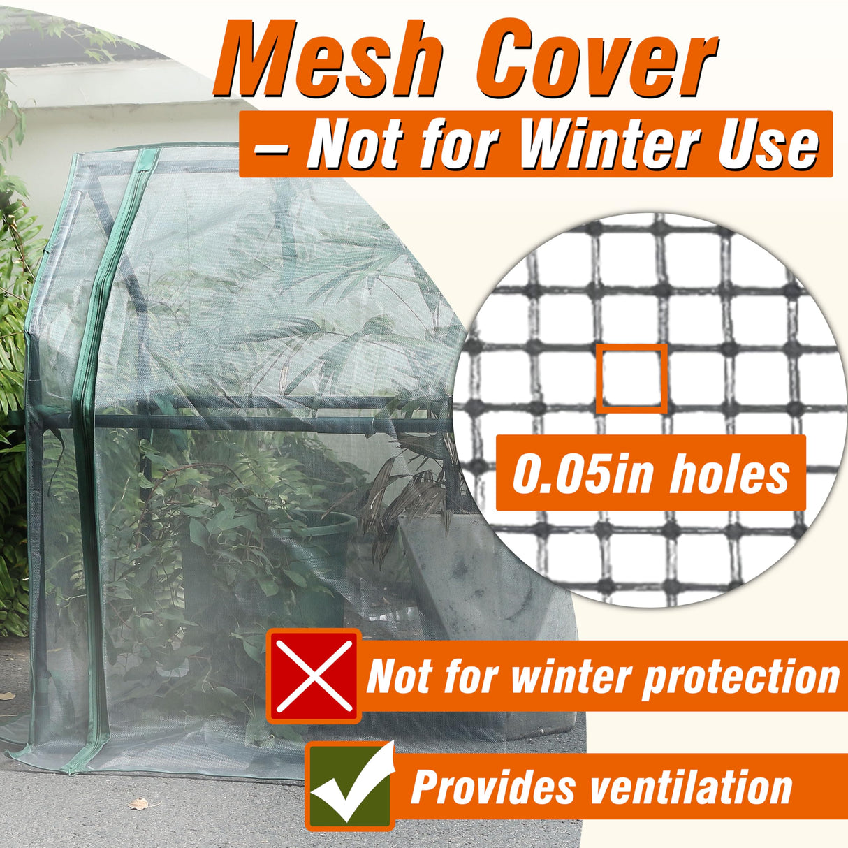 Gardzen Mini Greenhouse with Mesh Cover, Portable Outdoor Greenhouse, Enhanced Ventilation, Ideal for Spring, Summer & Fall, 36.2"(L) x18.9(W) x33.3(H)