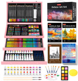 Christmas Gifts Birthday Gifts, Art Kits Art Sets, Aesthetic Cute Preppy Stuff Art Supplies, Soucolor 192-Pack Deluxe Drawing Stuff with Acrylic Pad, Watercolor Book and Sketch Book, Canvases, Brushes