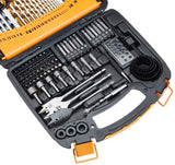 Amazon Basics Drill & Driver Multi Bit Set, Alloy Steel Drill Bits for Metal, Wood, Plastic, Masonry, with Storage Case, 100-Piece