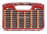 Ontel Battery Daddy Storage & Organizer Case w/Tester, Stores & Protects Up to 180 Batteries, Double-Sided, Clear Locking Lid, Secure Latches & Portable Carrying Handle - Red (Batteries Not Included)