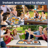 VIPDIGI Food Warming Mat, Large Electric Warming Tray, Silicone Fast Heating Warmer Pad, 6 Temp Adjustable, 6 Timer & Safety Lock, Auto Shut-Off for Countertops Buffets Party Grey