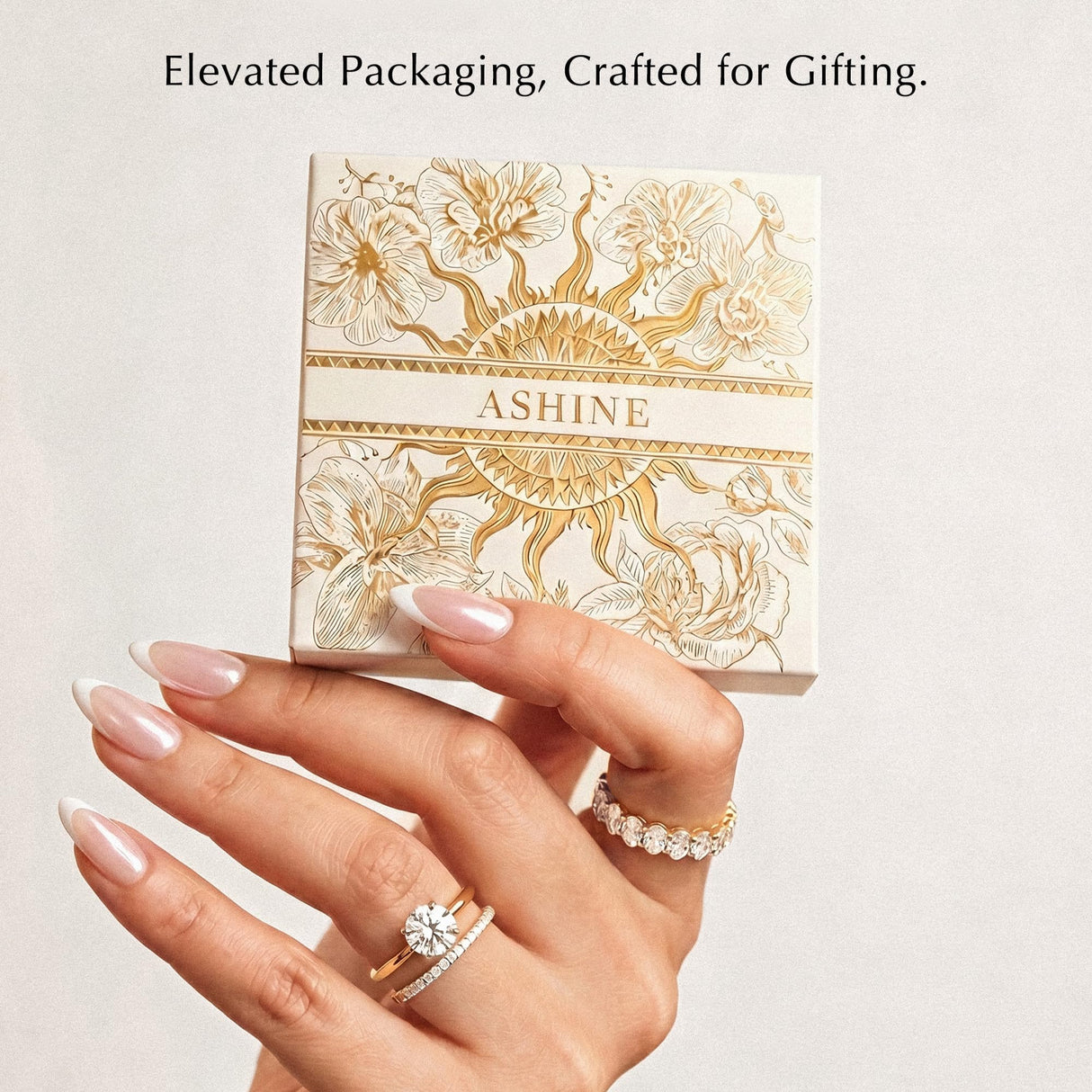 ASHINE Double Earrings for Two Holes 14K Gold Plated Linked Tennis