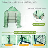 SUNGIFT Walk-in Greenhouse for Outdoors, 57x61x80 Inch Large Greenhouse, 3 Tiers 10 Shelves Mini Green House Kit with Observation Windows Roll-up Door Zipper, Plant Garden Hot House for Herbs, Flowers