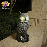 Owlsome Solar Snowy Owl with Flashing Eyes, Rotating Head, Hooting, Motion Detector and Silent Mode, Plastic Owl Garden Sculpture, Garden Decoration