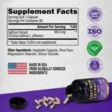 Natural Saffron Supplements - Pure Saffron Extract 88.5 mg - Made in USA - Mood | Focus | Vision | Energy Support - Eye Health for Women & Men - NonGMO Vegan Pills - 90 Powder Capsules, 3 Month Supply