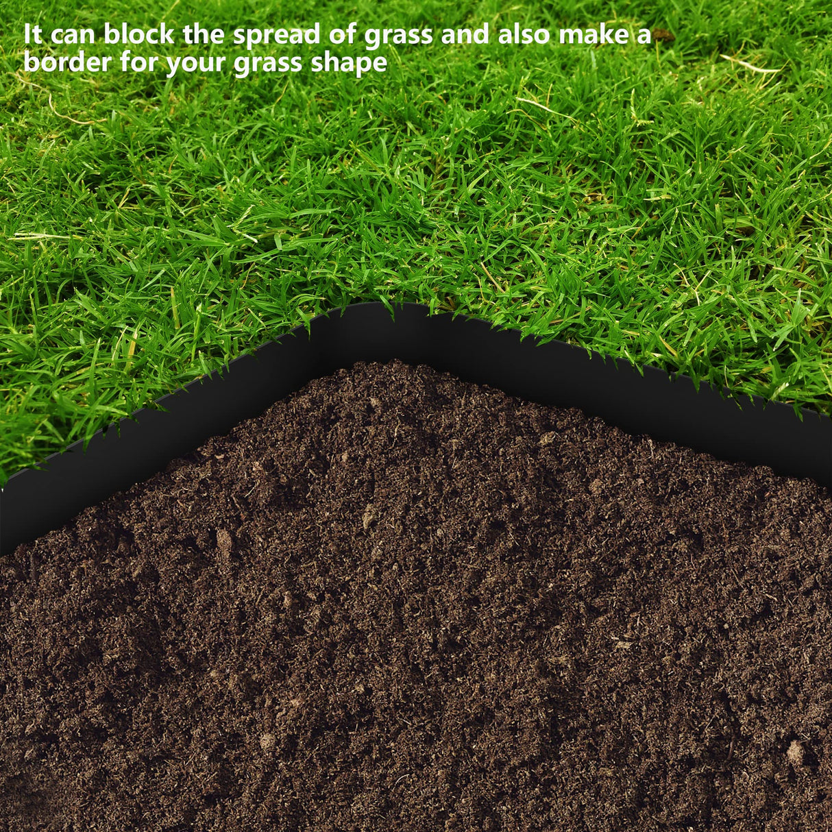 Watayo 50 FT Grass Barrier Landscape Edging Coil - 5 inch Depth Terrace Board Edging - Flexible Garden Bed Weed Barrier for Lawn Area Driveway Path Sidewalk