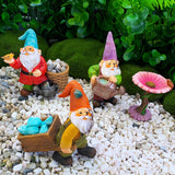 Mood Lab Garden Gnome Figurines Set (4 pcs) - 3.5" H Miniature Decorative Statues & Accessories - Outdoor & Indoor Garden Decor
