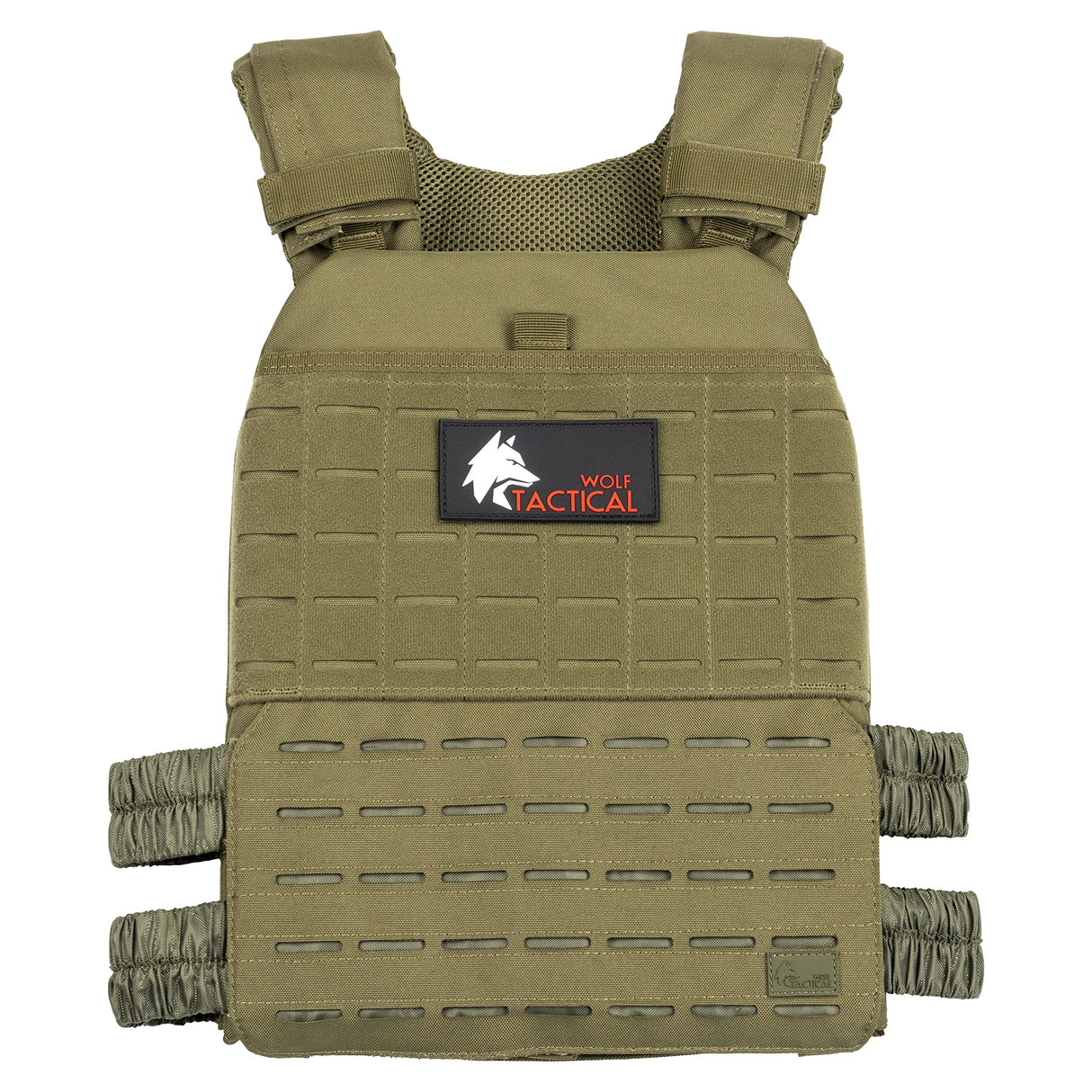 WOLF TACTICAL Adjustable Weighted Vest – WODs, Strength and Endurance Training, Fitness Workouts, Running (OD Green)