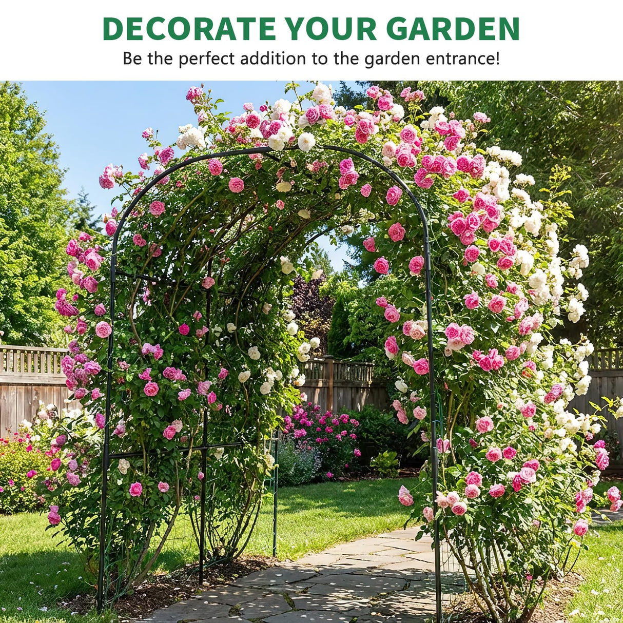 SUNYRISY 71" x 47" x 83" Garden Arch Trellis for Climbing Plants Outdoor
