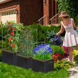 WLLEYAY 3 Pack 46'' Square Tomato Cages with 17 Gallon Grow Bags