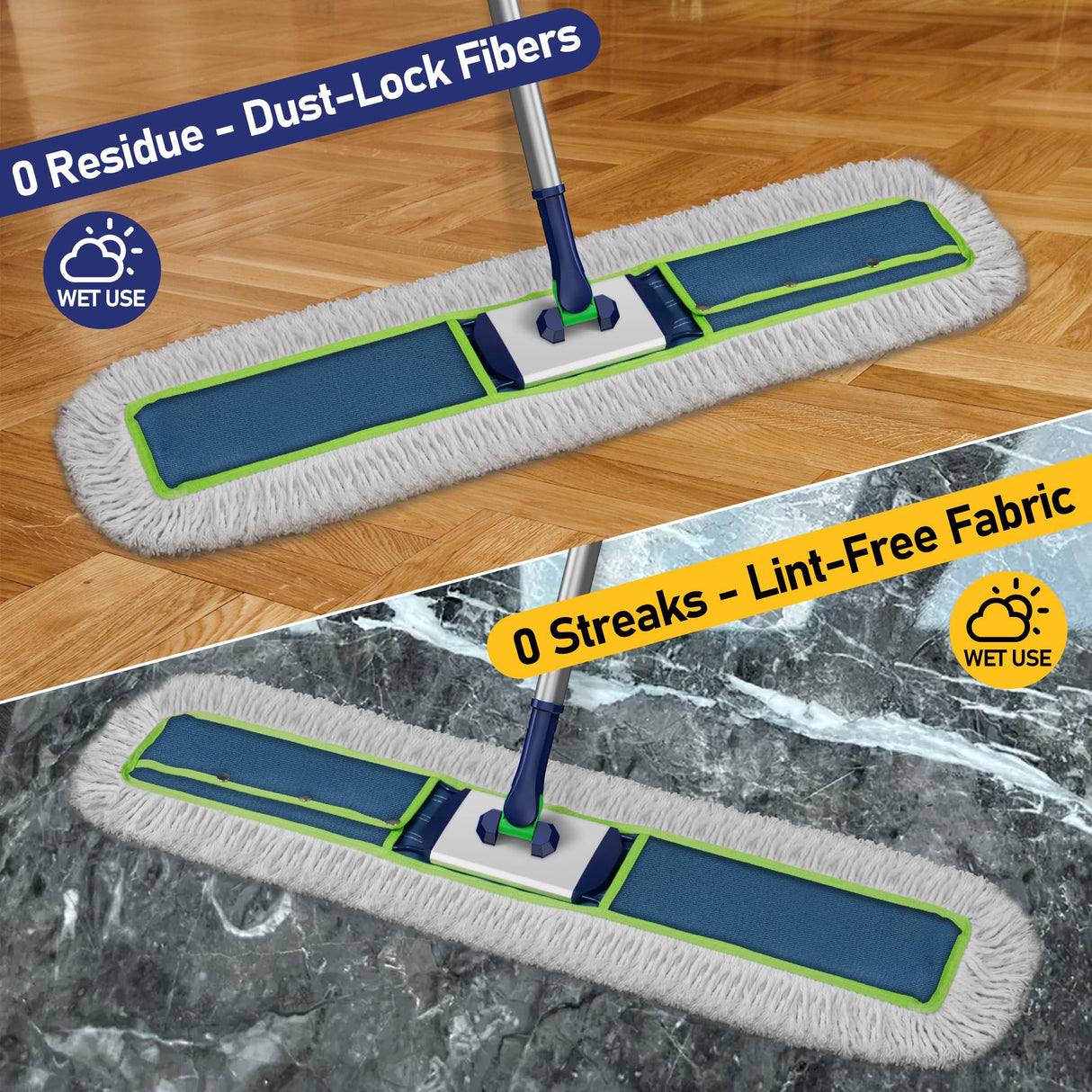 Enspoway 41" Large Commercial Dust Mop Push Broom for Janitor Dry Sweeping