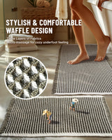 Large Waffle Bath Mat Set Non Slip, Ultra Absorbent Bath Mats for Christmas Bathroom Decor, Extra Soft Floor Bathroom Rugs Sets 2 Piece, Washable Bath Rugs Set, Green & White, 20"×47" and 16"×24"