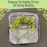 VENO 4 Pack Summer Wreath Storage Bag, Spring, Christmas Decoration Garland Container, 30 Inch Clear Door Wreath Organizers, Moving Boxes, Packing Supplies for College (Square - 4 Pack)
