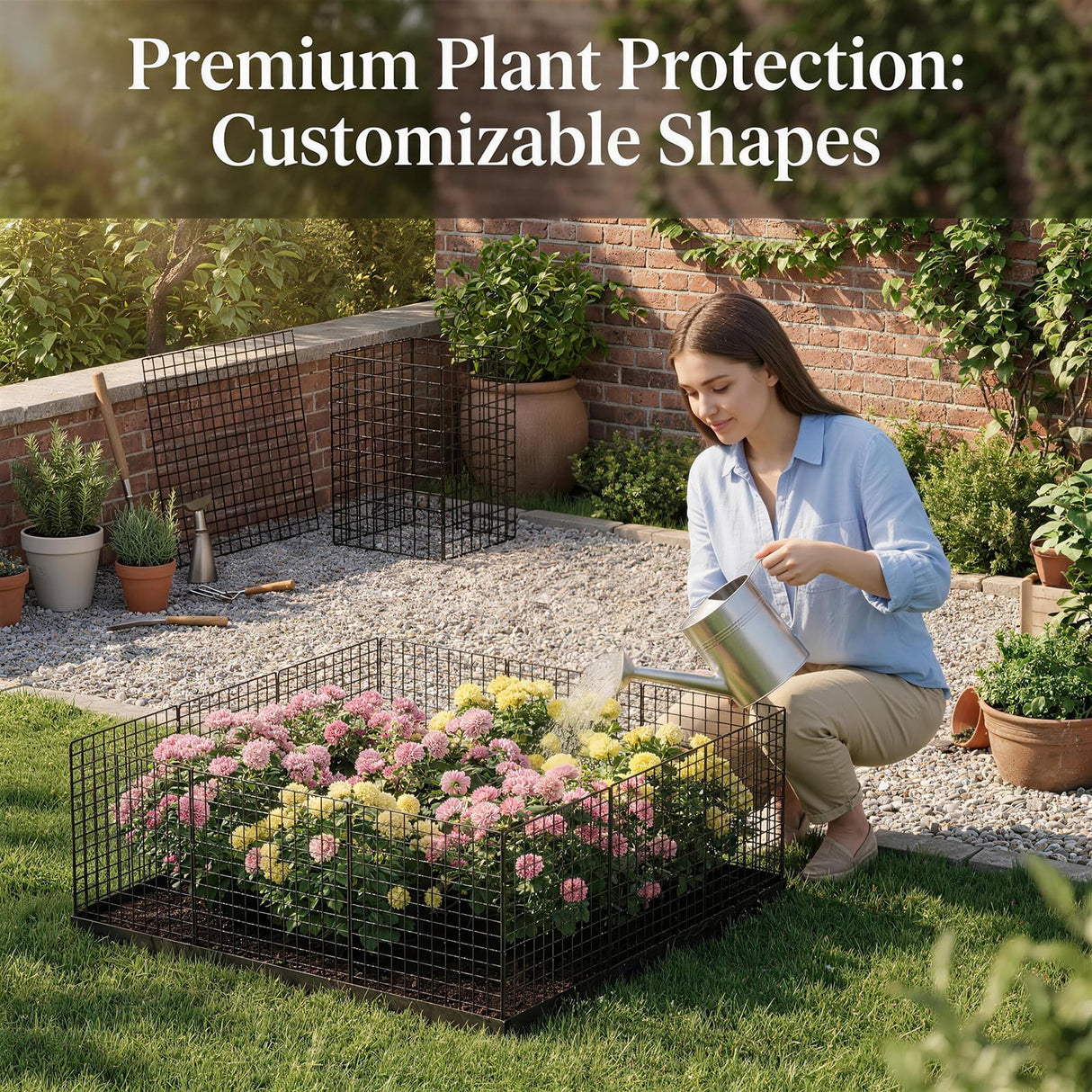 10 Packs Plant Protectors from Animals, 30Pcs 12"x 16" Large Metal Wire Mesh Garden Plant Cages for Outdoor Gardening, Chicken Wire Cloche Plant Cages for Rabbits with Zip Ties & Stakes(Black)