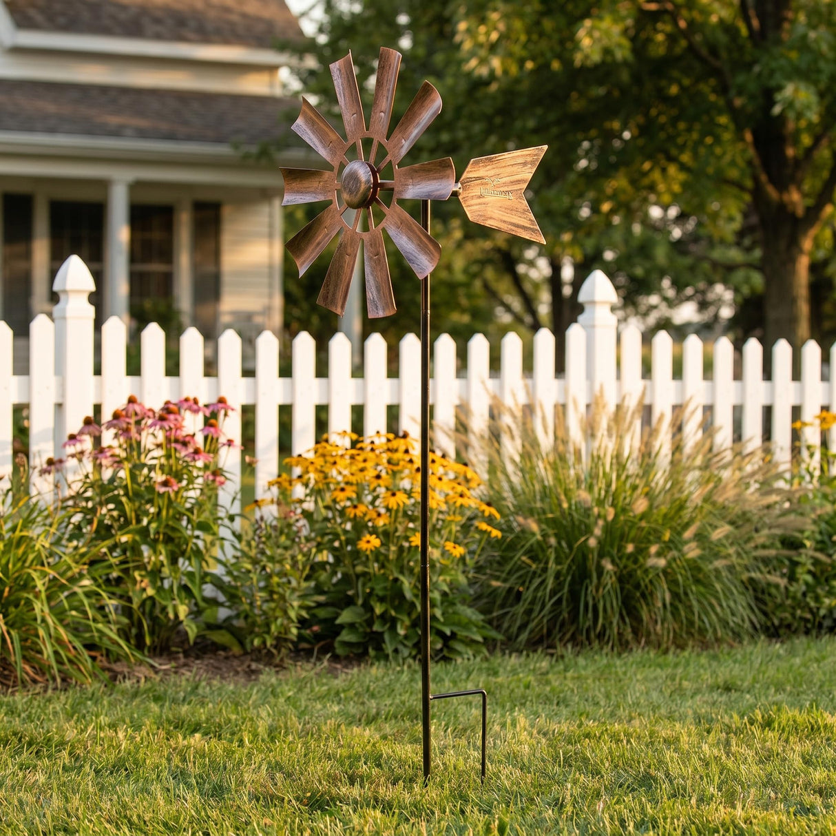 BinaryABC Outdoor Yard Windmill Metal Wind Spinner,Wind Sculptures Spinners Yard Decor Pinwheel,for Garden Yard Lawn Patio Decoration