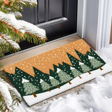 Barnyard Designs Natural Coco Coir Christmas Doormat - Large Cute Non-Slip Heavy Duty Backing Door Mat for Outside Entrance or Porch Entry, Brown (17x30, Winter Snow Forest)