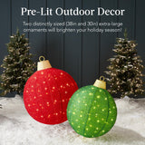 Best Choice Products 2pc Lighted Pop-Up Outdoor Christmas Ornament Set, Holiday Ball Decoration w/ 180 LED Lights, 8 Light Functions - Red/Green