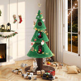 Allewie 63 Inches Cat Tree for Indoor Kitty/Tower with 3 Condos/ 5ft Christmas Tree Party Decoration/Activity Center Play House and Beds/Green