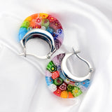 Shop LC Murano Style Glass Hoop Earrings for Women - Multicolor