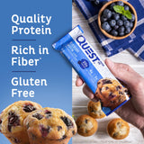 Quest Nutrition Blueberry Muffin Protein Bars, 20g Protein, 2g Sugar, 5g Net Carb, Gluten Free, Keto Friendly, 12 Count