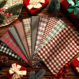 Fanfanwin 60 Pcs 10 x 10 Inch Vintage Christmas Quilting Fabric Plaid Homespun Cotton Fabric Jelly Squares Lattice Rustic Precut Santa Claus Quilting Strips for Xmas Craft Sewing DIY