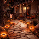 Flacchi Solar Ground Lights - Solar Powered Lights Outdoor Solar Disk Light Waterproof Landscape Light for Patio Yard Pathway Walkway Driveway (Orange, 12 Pack)