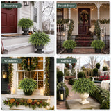 2Pcs Artificial Cedar Potted Plant Christmas Greenery for Front Porch Decor