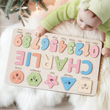 Personalized Name Puzzle with Numbers and Shapes, Name Puzzle for Kids, Custom Birthday Gift for Kids, for Toddlers, Unique New Baby Gift, 1 Year Old Boy and Girl Toys, Wood Toy