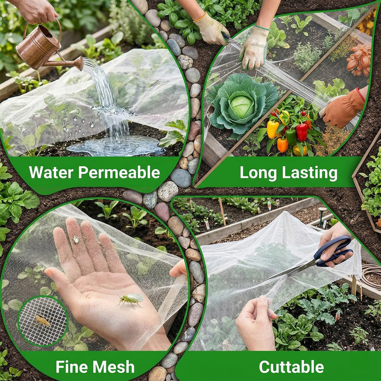 10FT x 20FT Garden Netting Ultra Fine Mesh Netting Plant Cover Insect Bird Netting Barrier for Garden Protection Row Cover for Raised Beds/Greenhouse Vegetables Fruits Flowers Trees