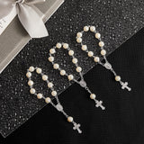 Jadive 30 Pieces Mini Rosaries Baptism Rosary Beads Finger Baptism Rosaries Bulk with Organza Bags for First Communion Christening Christmas Weddings Party Favors (Silver)