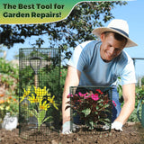 Hiboom 4 Set Garden Plant Protectors from Animals with Stakes, Metal Mesh and Detachable Covers Wire Plant Cage for Keeping Bunny Animals Out, Chicken Wire Cover Garden Protection (12x13)